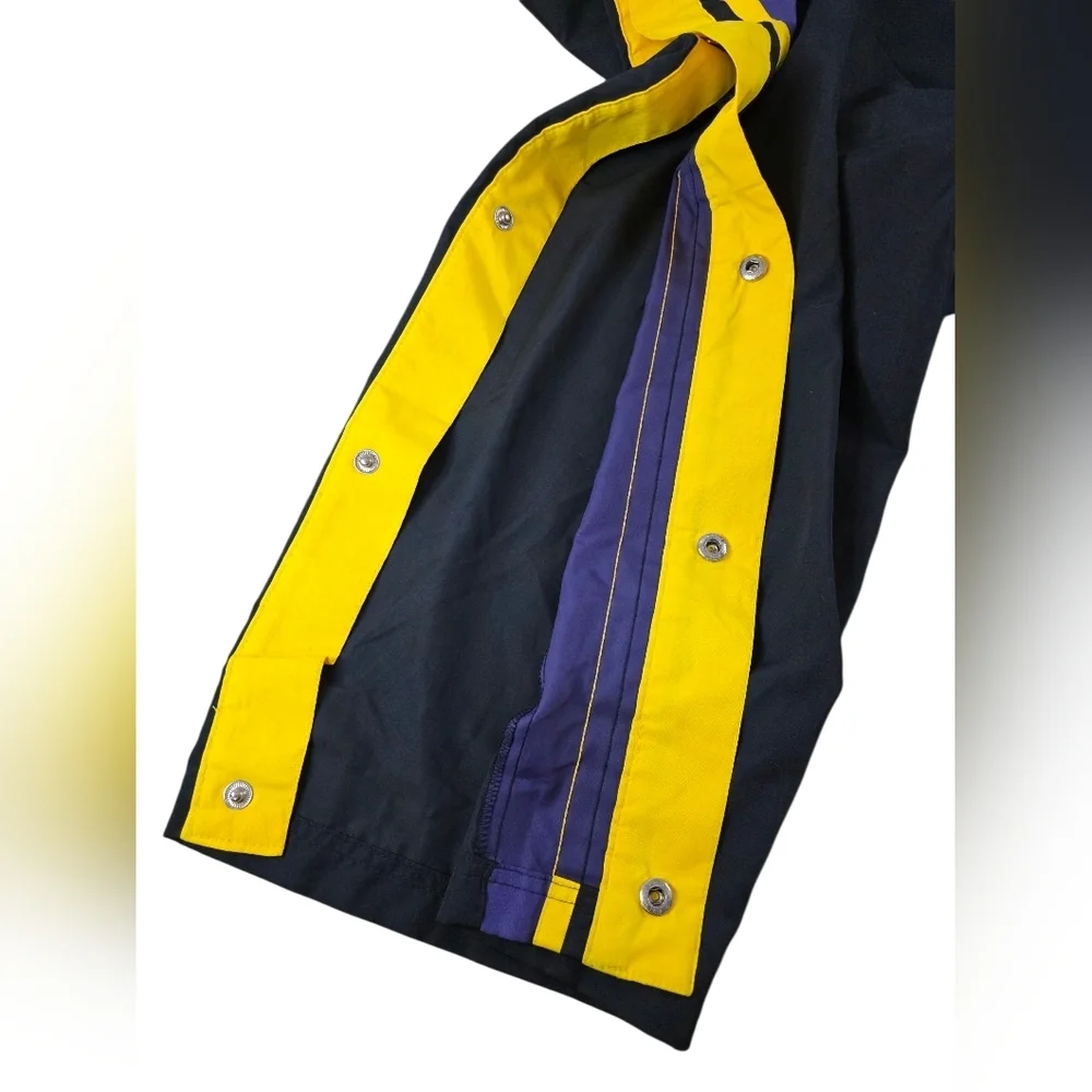 Vintage FUBU NBA Tearaway Track Pants XXL Black Yellow Purple Snap Sides